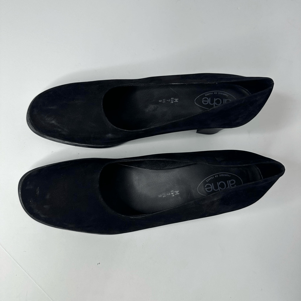 ARCHE Black Nubuck Leather Pumps comfort square toe womens size US 9 - Picture 3 of 8